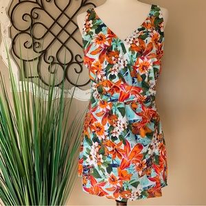 New! DENIM & CO Size 20W One Piece Tropical Swimdress